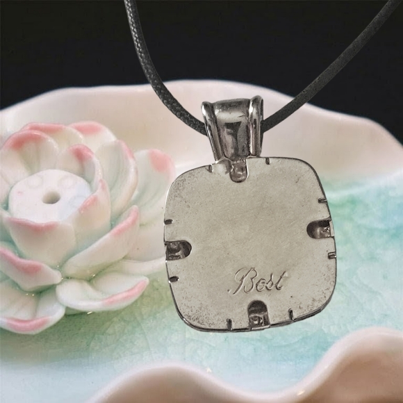 Gold and Silver Tones Pendant with Black Cord Necklace - Picture 5 of 5